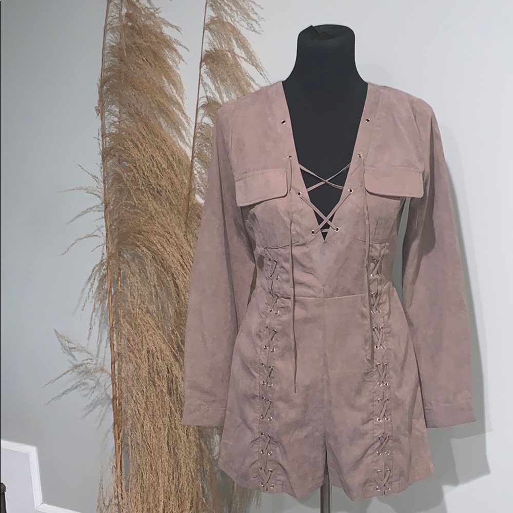 One piece utility shorts romper